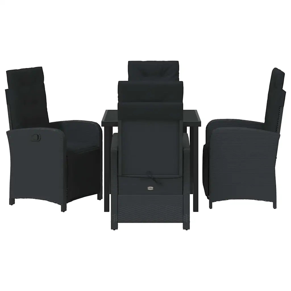 Set da Pranzo per Giardino con cuscino 5 pcs Nero polyrattan 3380310