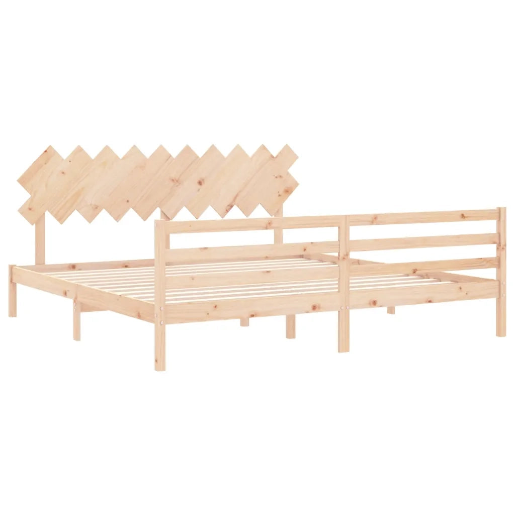 Giroletto con Testiera-Struttura Letto con testiera 200x200 cm in Legno Massello 872752