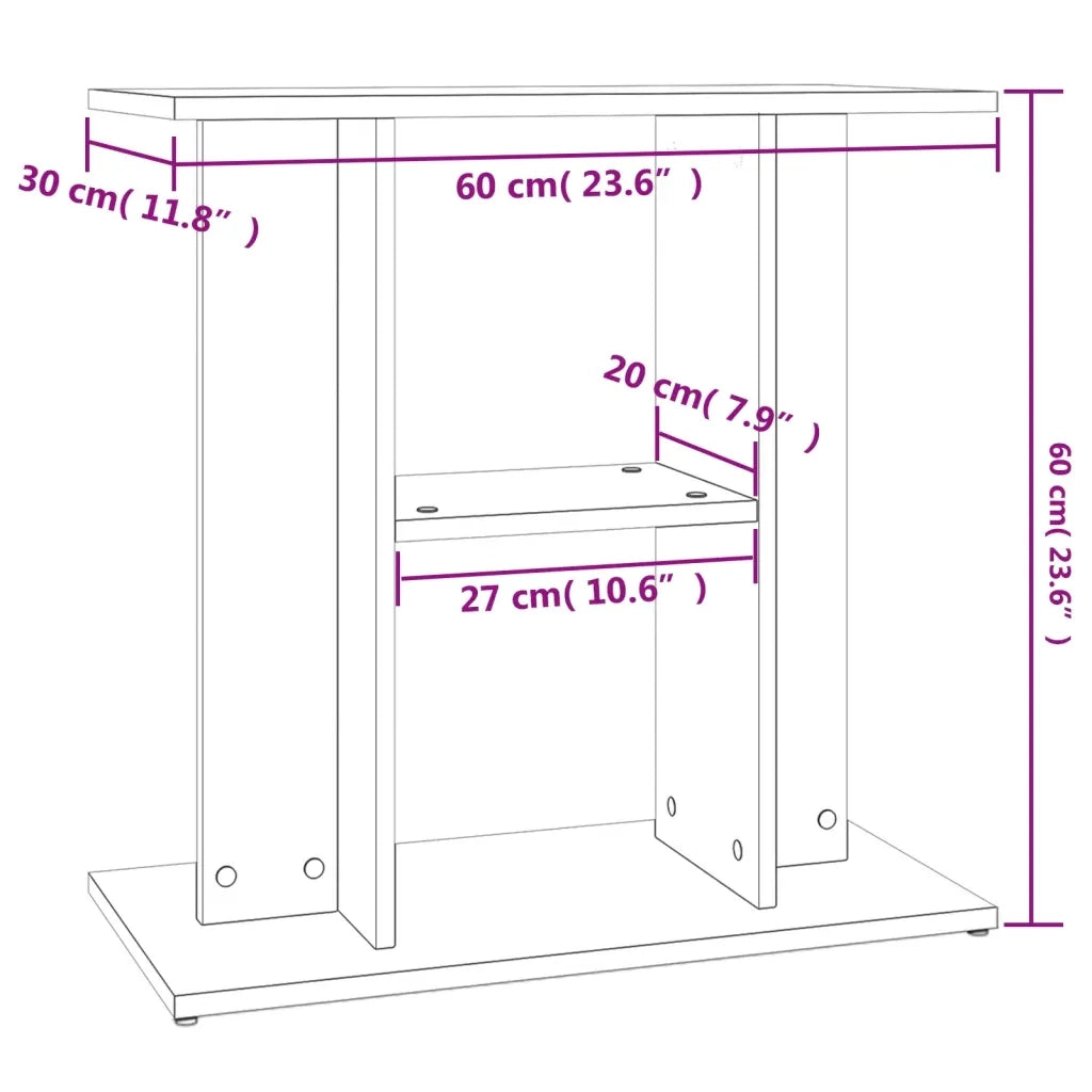 Supporto per acquario in rovere affumicato 60x30x60 cm in legno ingegnerizzato 833572