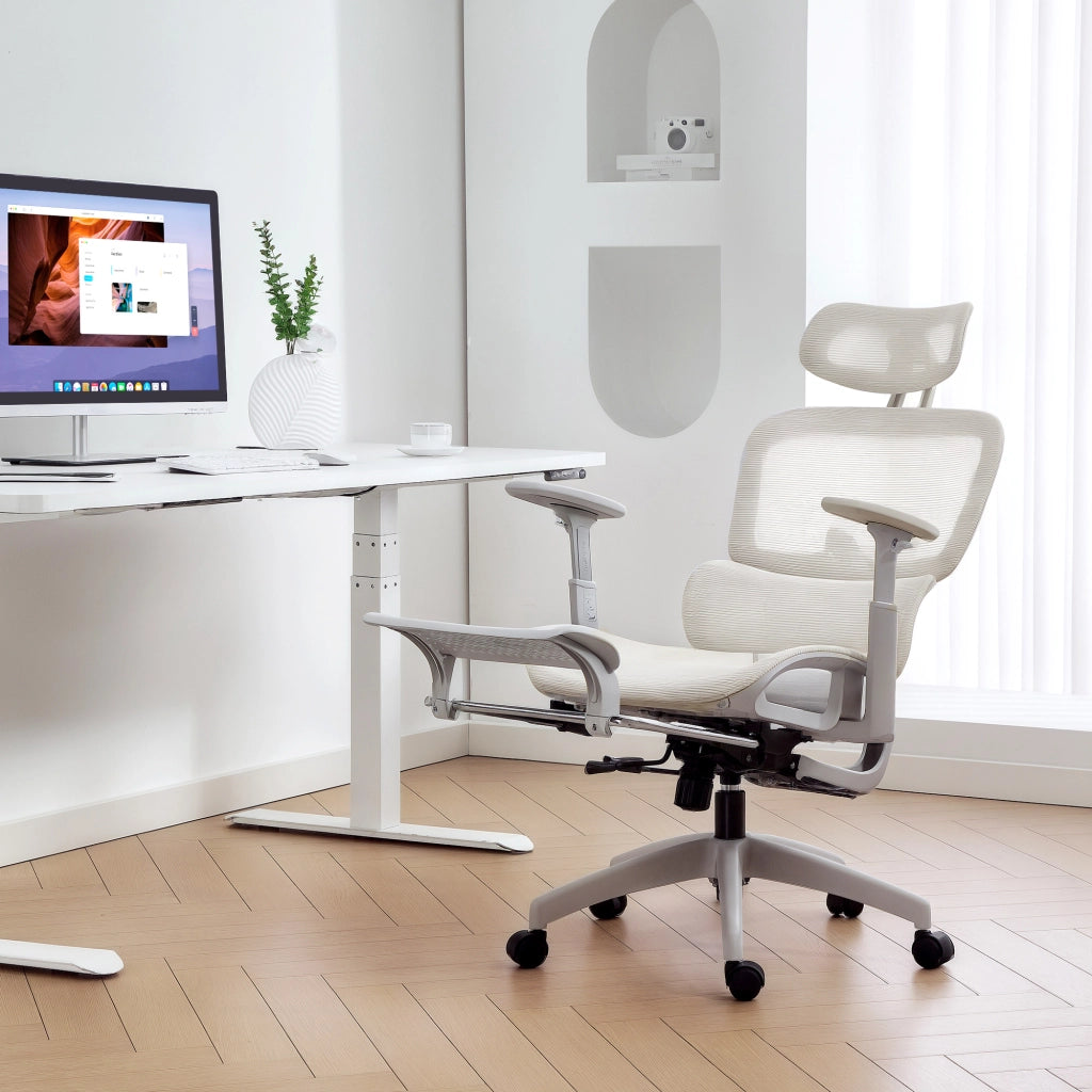 Sedia da ufficio ergonomica reclinabile in rete ¨C zephmum ¨C beige