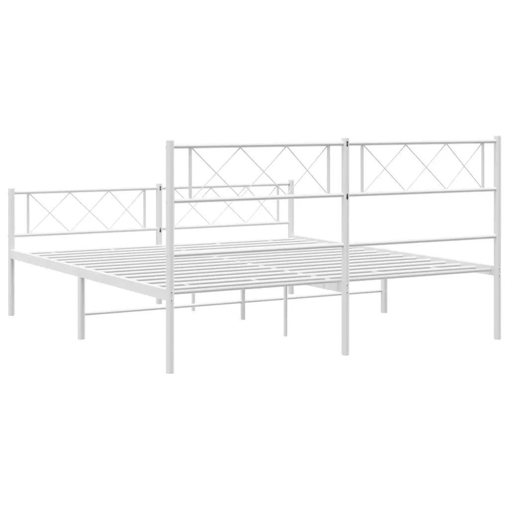 Giroletto con Testiera e Pediera-Struttura Letto Metallo Bianco 140x190 cm 810995