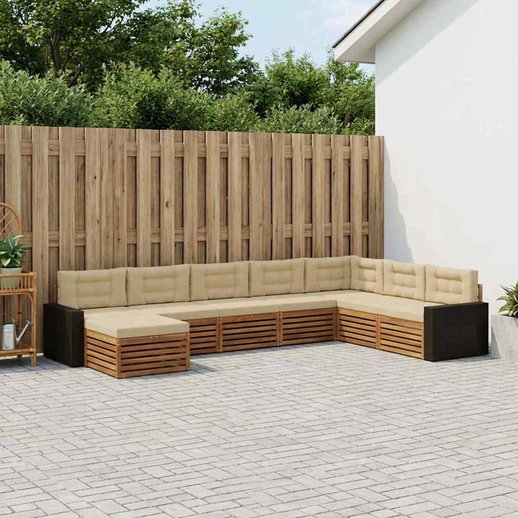Set di divani da esterno 8 pz Naturale e Beige 3383726
