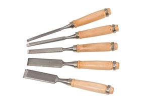 CONFEZIONE 5 SCALPELLI PER FALEGNAME / MANICO IN LEGNO