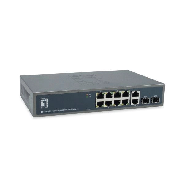 Levelone gep-1221 switch di rete non gestito gigabit ethernet (10/100/1000) supporto power over ethernet (poe) nero