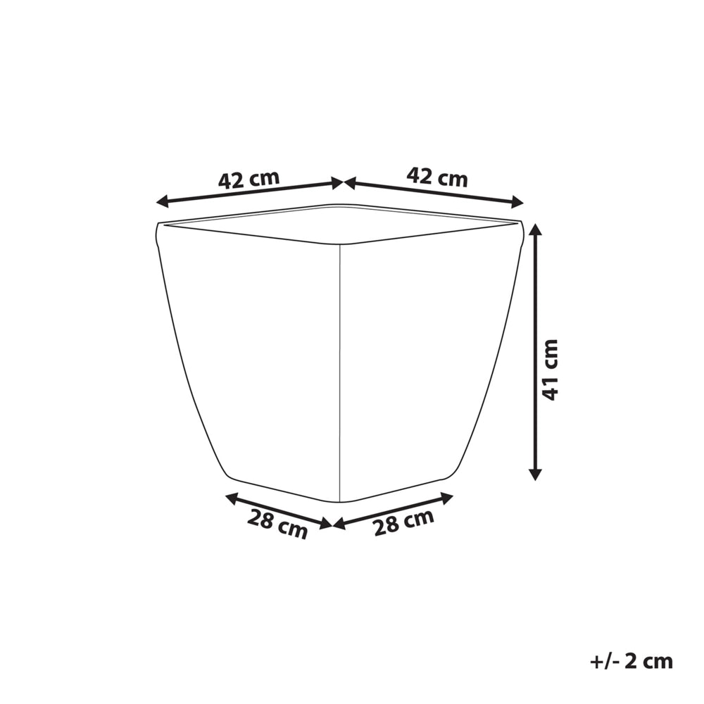 Vaso per piante in fibra d'argento argilla 41 x 42 x 42 cm per esterni interni per tutte le stagioni