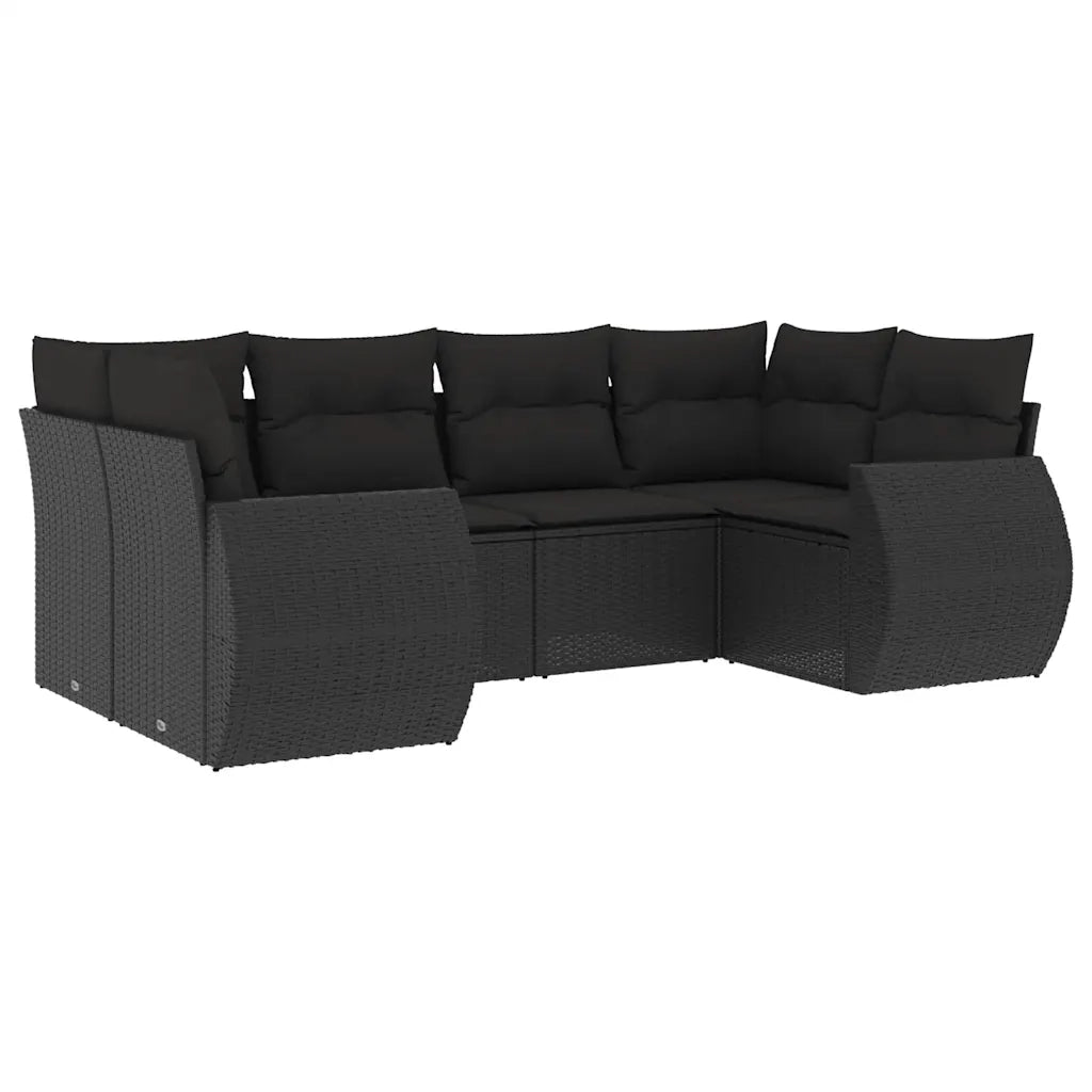 Set Divano da Giardino 6 pz con Cuscini Nero in Polyrattan 3254112