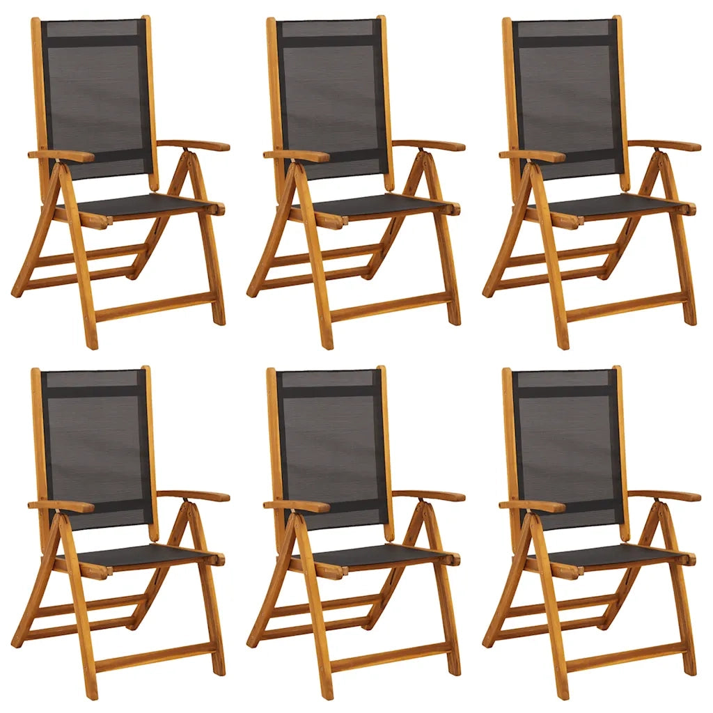 Sedie Giardino Pieghevoli 6pz Legno Massello Acacia e Textilene