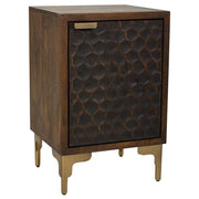 Comodino in legno e metallo con 1 porta marrone 40x35x60.