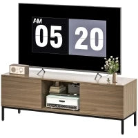 Mobile TV con Scomparto Foro Cavi e Ripiano Regolabile per Televisore da 60 Pollici 140x40x49,5 cm Grigio