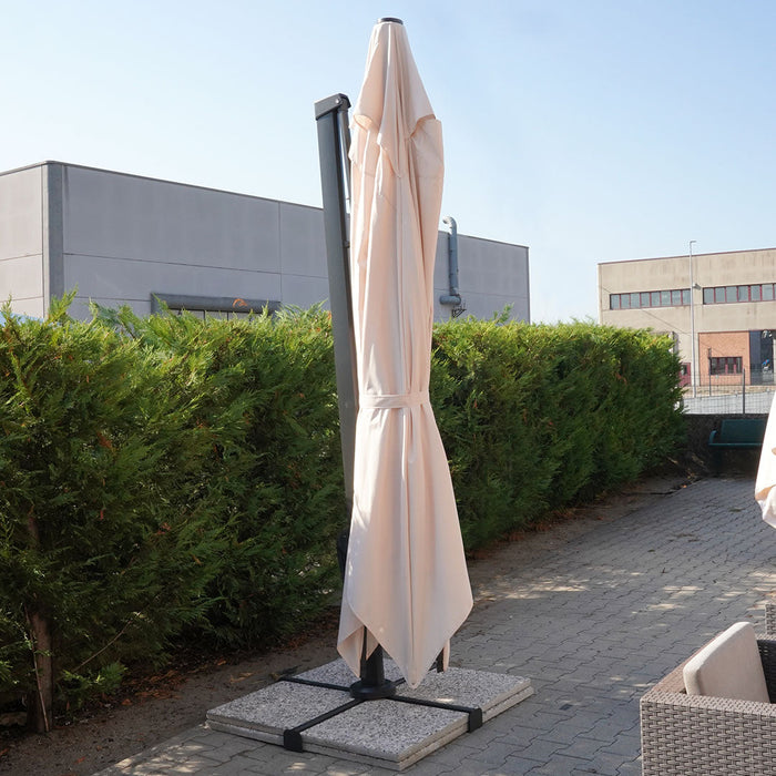 Ombrellone Decentrato da Giardino 4x4m in Alluminio Panna