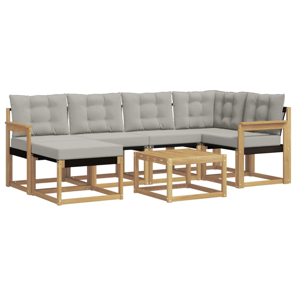 Set di divani da esterno 7 pcs Bianco e Grigio Chiaro