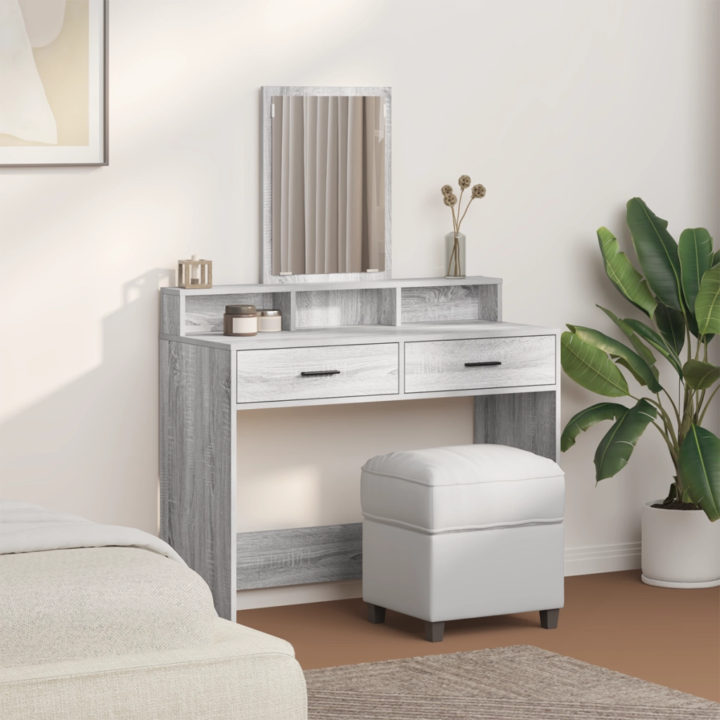 Tavolo da trucco con cassetti Grigio Sonoma 100x41x140 cm