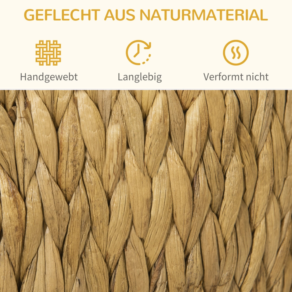 Cuccia casetta per gatti in giacinto d'acqua con cuscino lavabile ¨C Xylo ¨C 44x43x42 cm marrone naturale