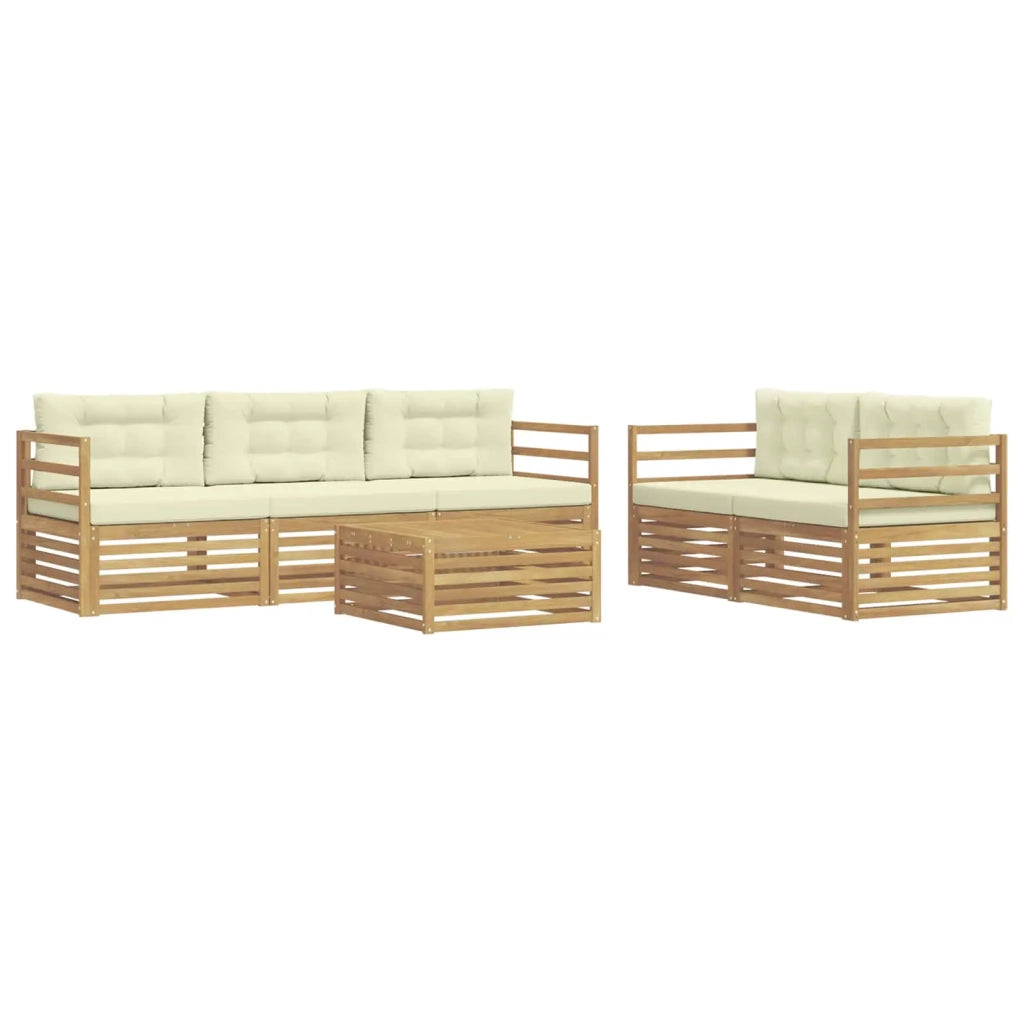 Set di divani da esterno 6 pcs Bianco e Crema