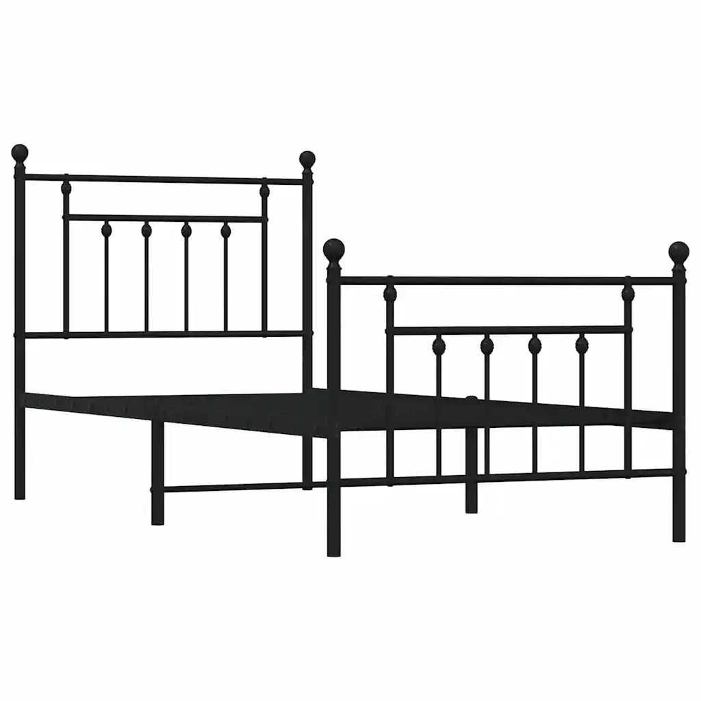 Giroletto con Testiera e Pediera Metallo Nero 90x190 cmcod mxl 105764