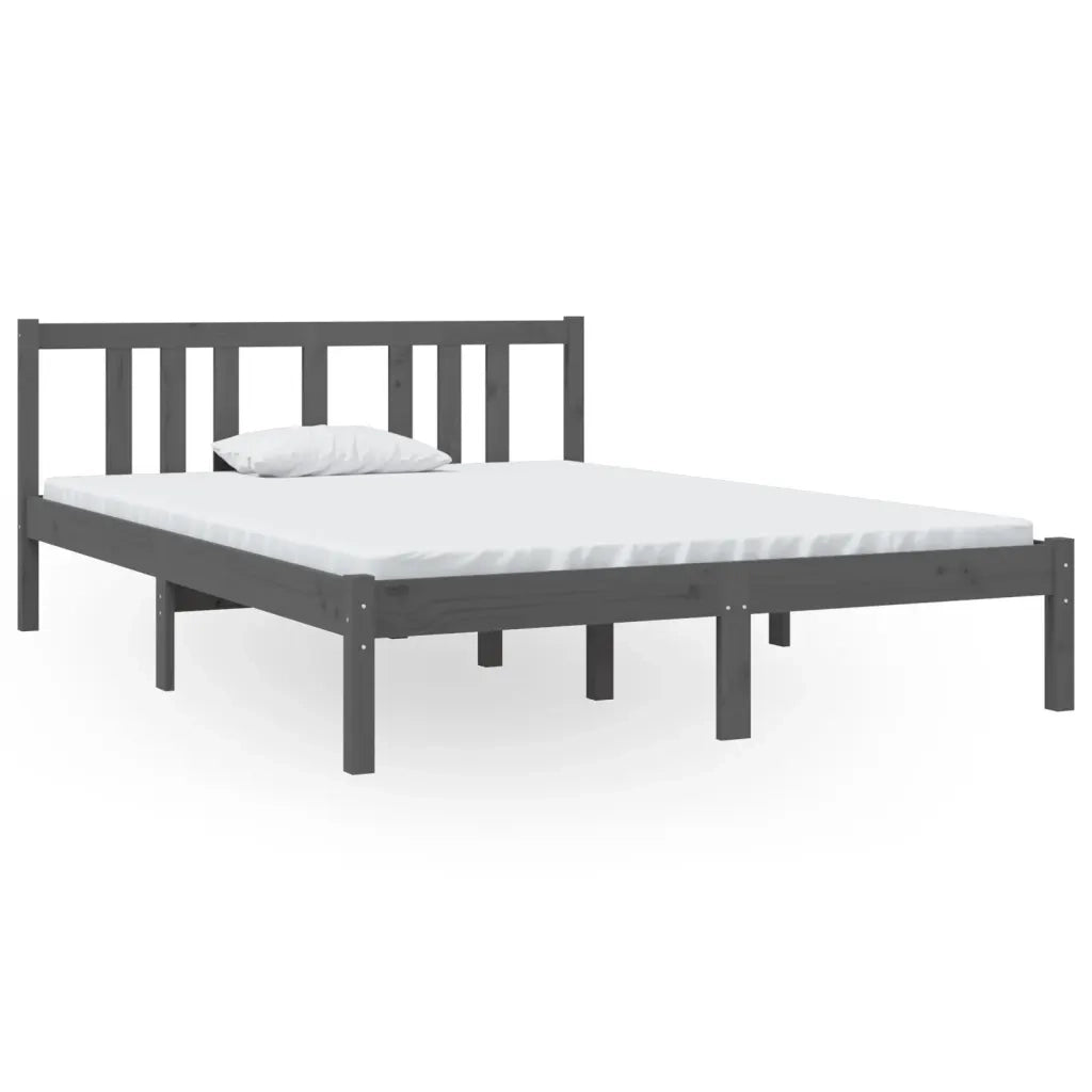 Giroletto-Struttura Letto Grigio in Legno Massello 135x190 cm Double 227740