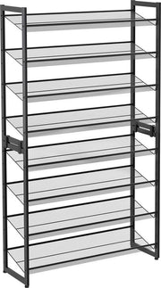 Set di due ripiani per scarpe con 8 livelli - Set di 2 ripiani per scarpe con 4 livelli - Ripiano per scarpe in metallo con grate in metallo regolabili - Nero