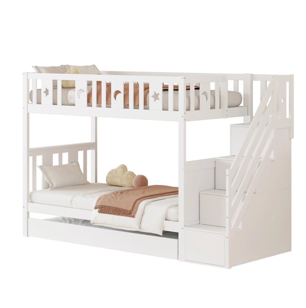 Letto a castello per bambini bianco 90x200 cm con letto estraibile