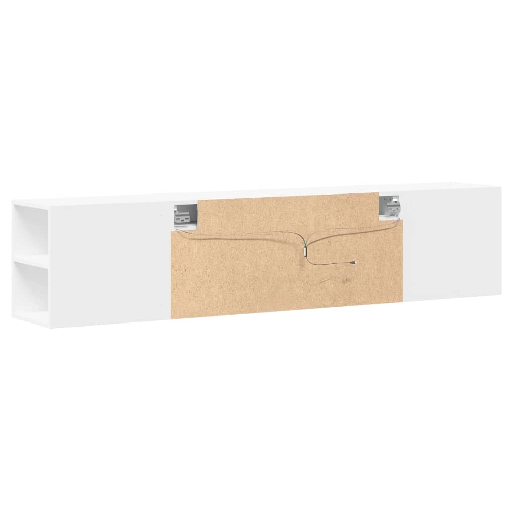 Mobile TV multimediale mensola TV credenza mobile TV sala da pranzo soggiorno camera da letto montaggio a parete con illuminazione a LED 180 x 31 x 39,5 cm bianco 02_0027811
