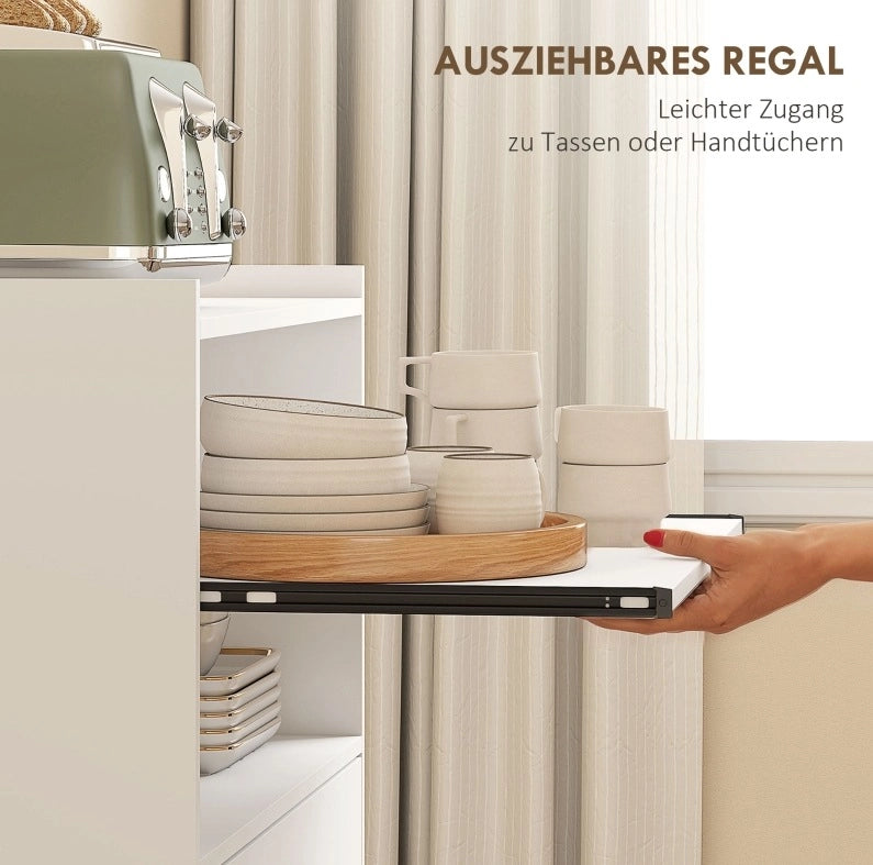 Mobile credenza cucina in MDF bianco con doppia anta, cassetto e ruote