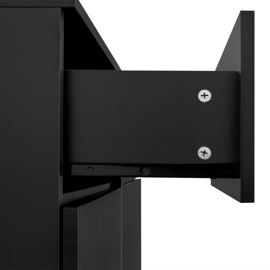 Credenza con 2 cassetti e 2 ante, ripiani regolabili, pannelli strutturati in truciolato nero 83 × 35 × 101 cm