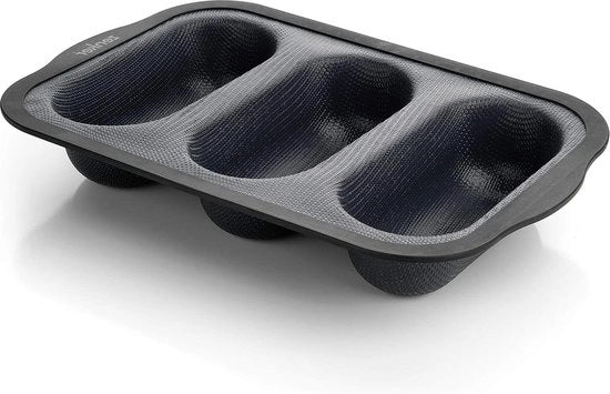 Mini baguette da 28 x 26 cm - forma in silicone di alta qualità - rivestimento antiaderente - nero