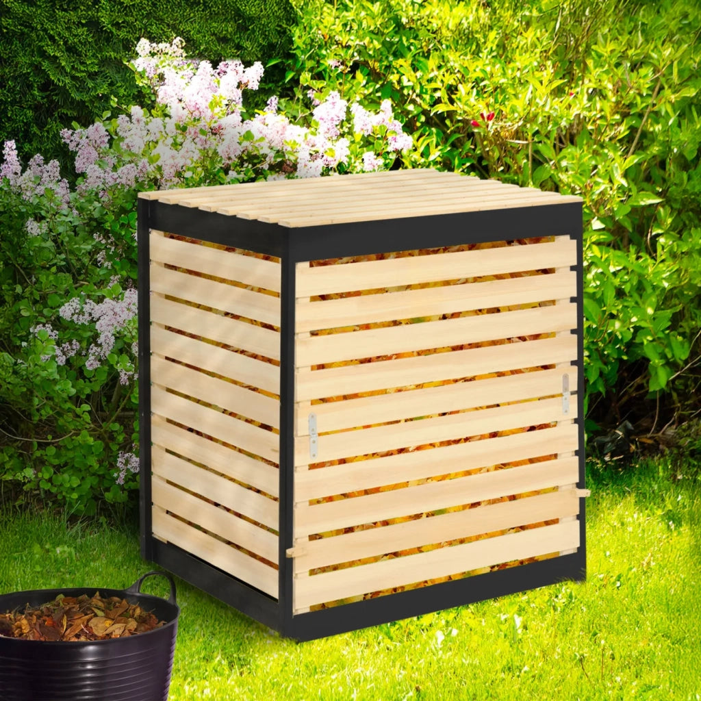 IDMarket - Bidone per compost in legno da 500 litri