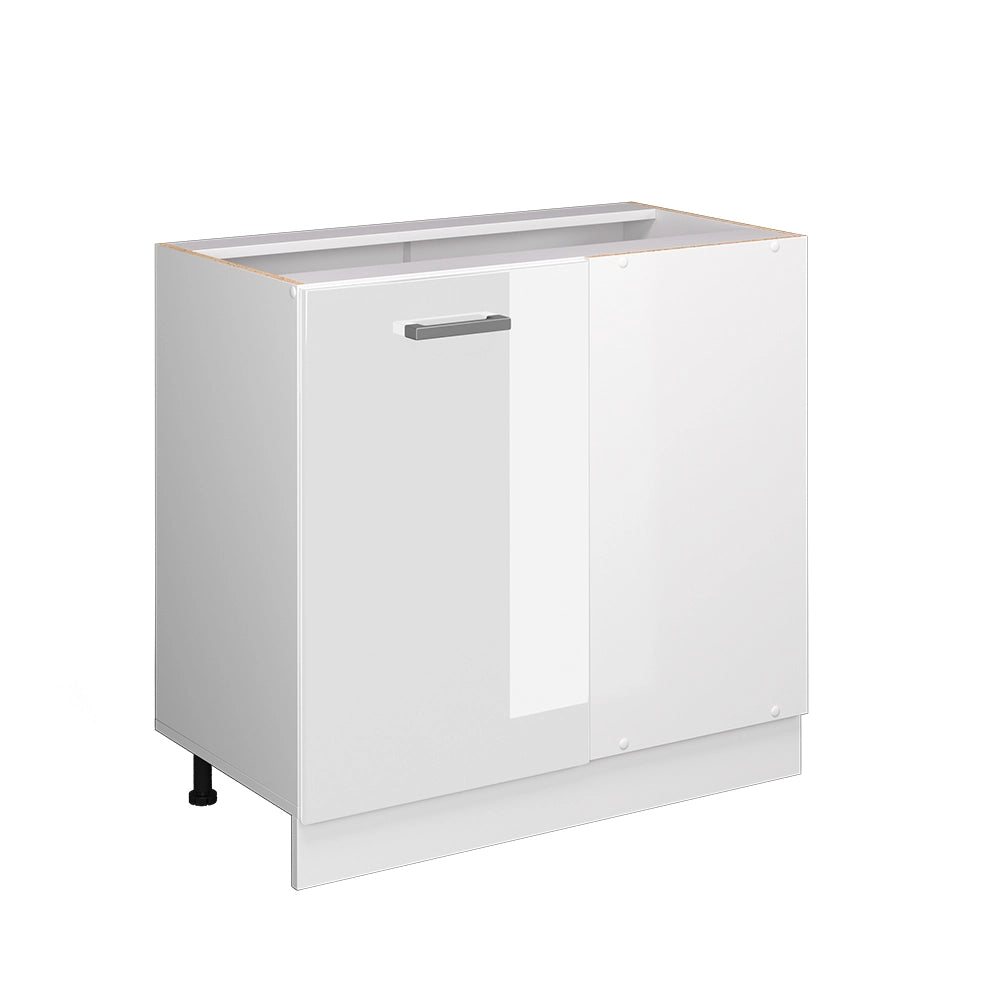 Mobile ad angolo cucina R-Line Bianco lucido/Bianco 86 cm senza piano di lavoro Vicco