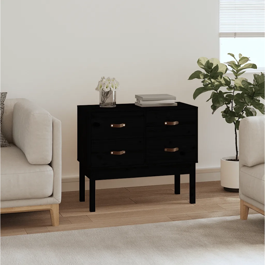 Mobile Consolle | Tavolo d'Ingresso Nera 90x40x78 cm in Legno Massello di Pino