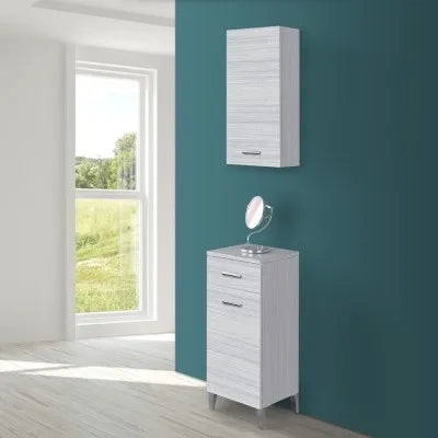 Base multiuso 35x34 cm grigio con anta reversibile e cassetto Desya