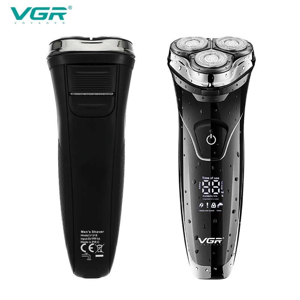 Trade Shop - Rasoio A Triple Testine Rotanti Trimmer Barba Cordless Impermeabile Display V318 -