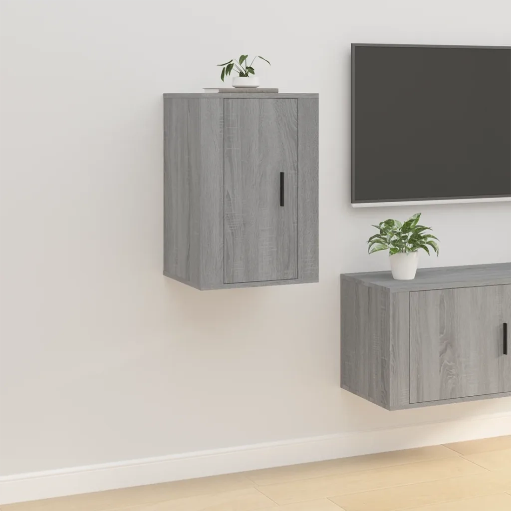 Mobili Porta TV a Parete 2 pz | Armadietto TV | Mobile Porta TV Grigio Sonoma 40x34,5x60 cm