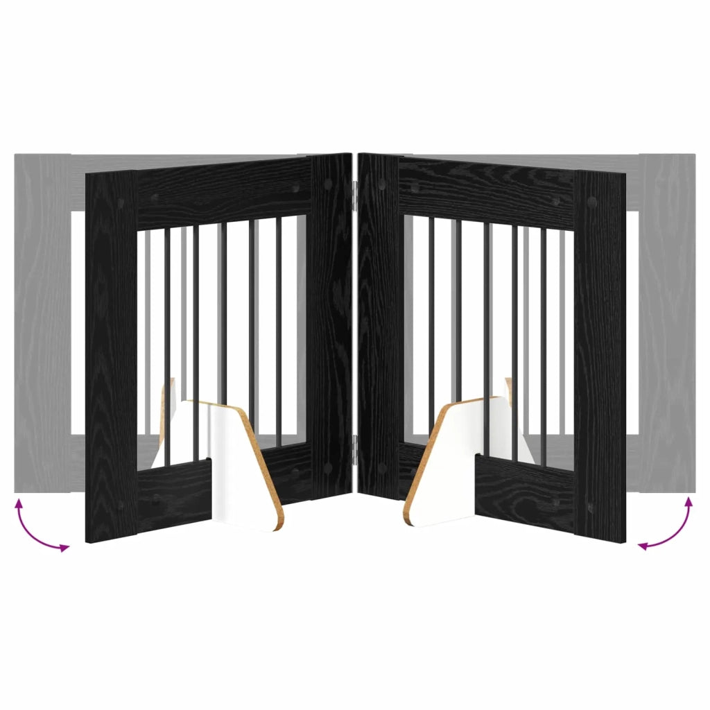 Cancello per cani con supporti 2 pz Rovere Nero 60 x 60 cm CFW9524790