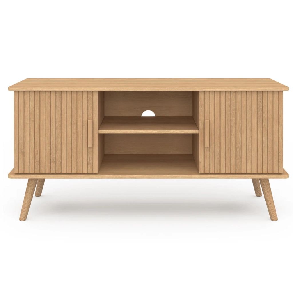 IDMarket - Mobile TV JULIETTE 110 cm con 2 ante a doghe color rovere