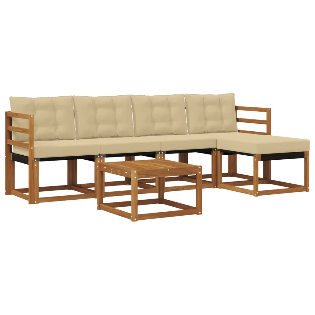 Set di divani da esterno con cuscino 6 pcs Naturale e Beige