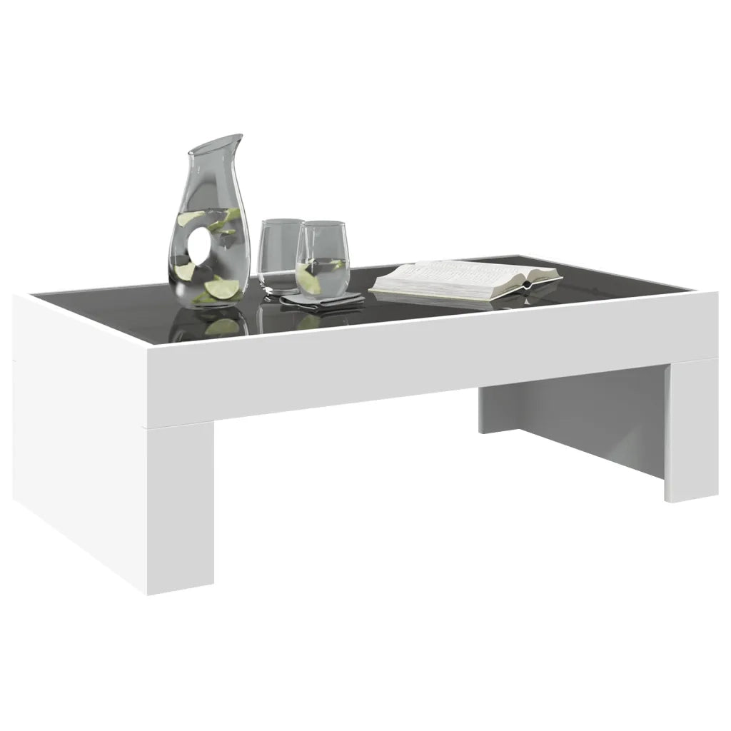 Tavolino da Salotto con LED Infinity Bianco 90x50x30 cm