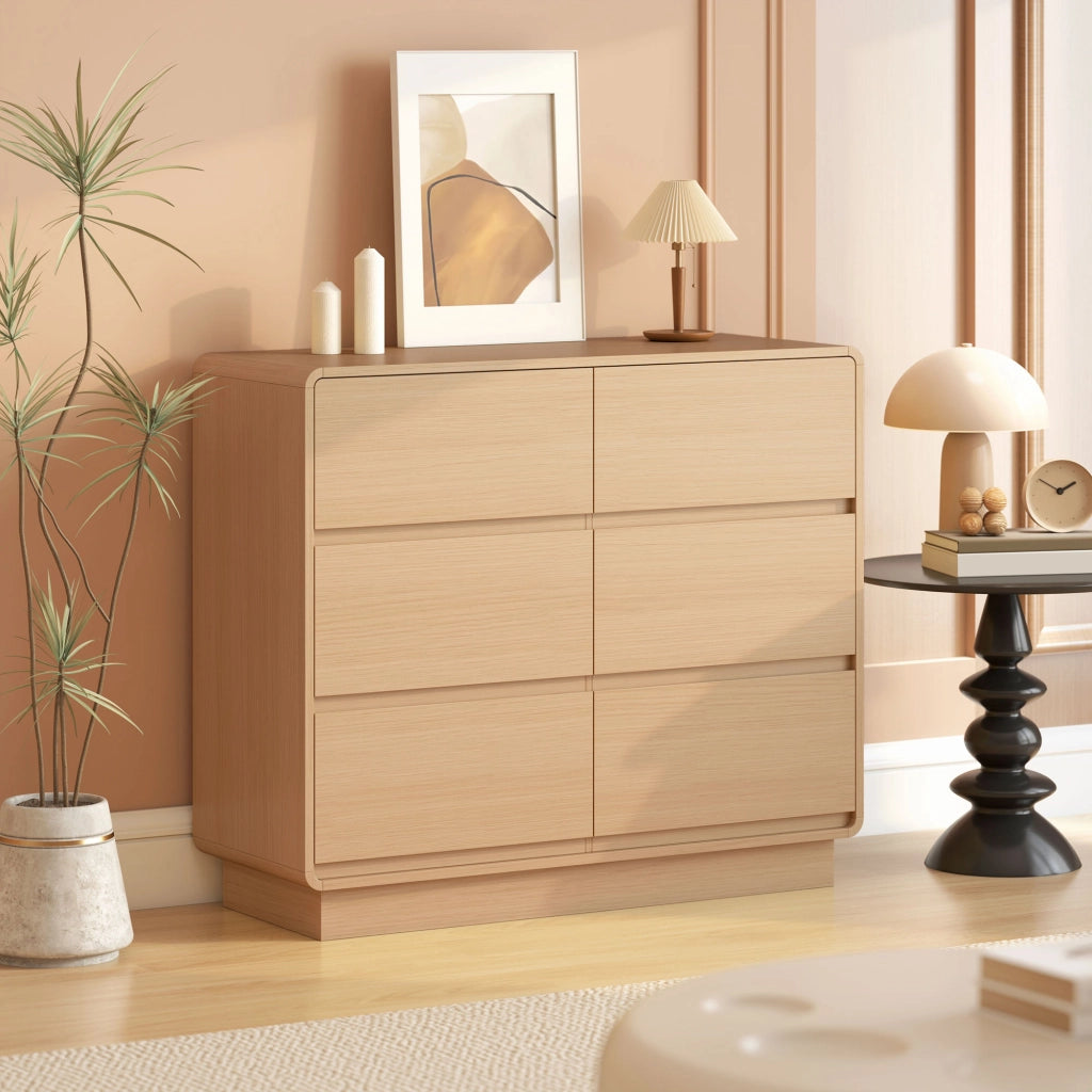 Cassettiera con 6 cassetti ¨C zephmum ¨C legno naturale 100x40x80