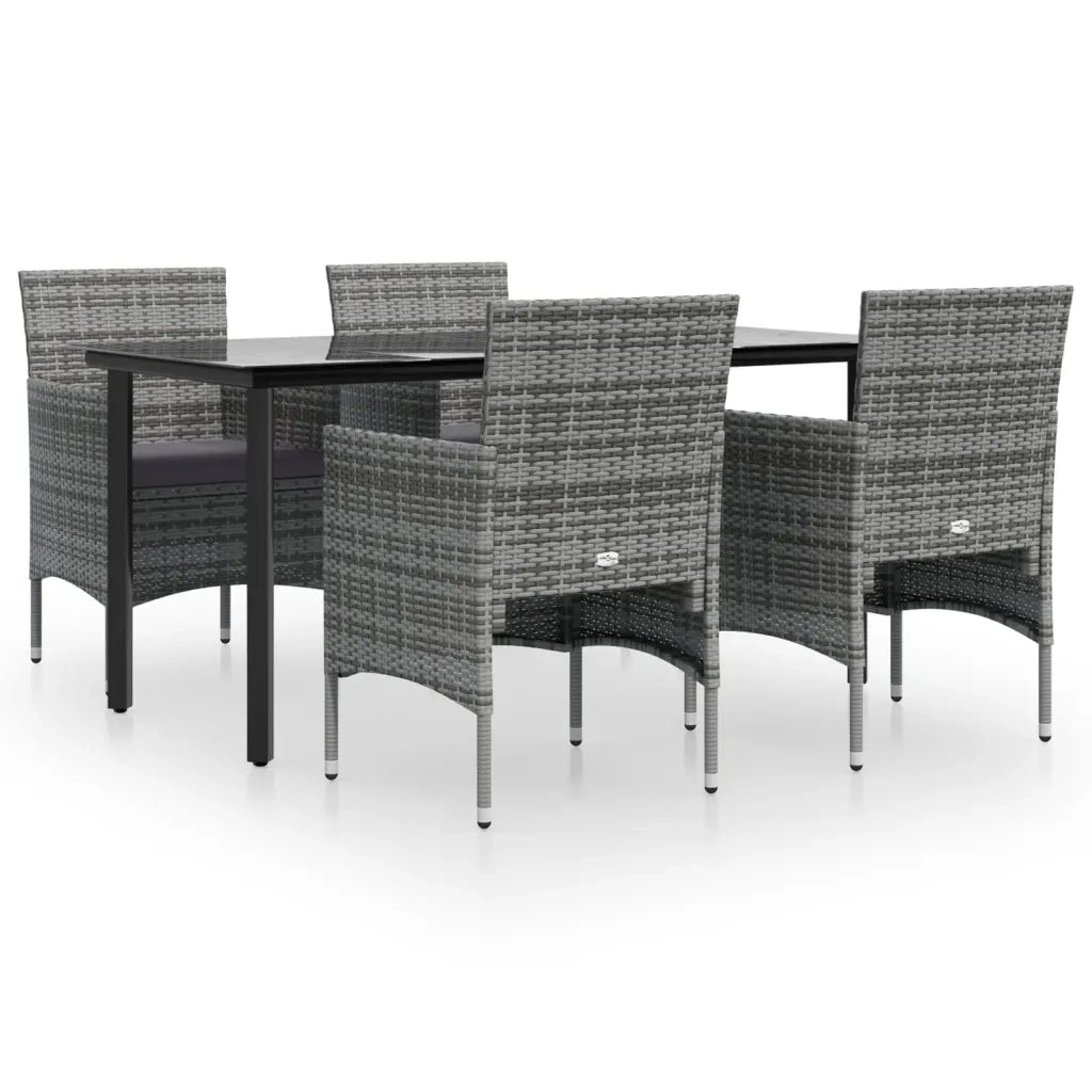 Set da Pranzo da Giardino 5 pz con Cuscini Grigio e Nero 3156604