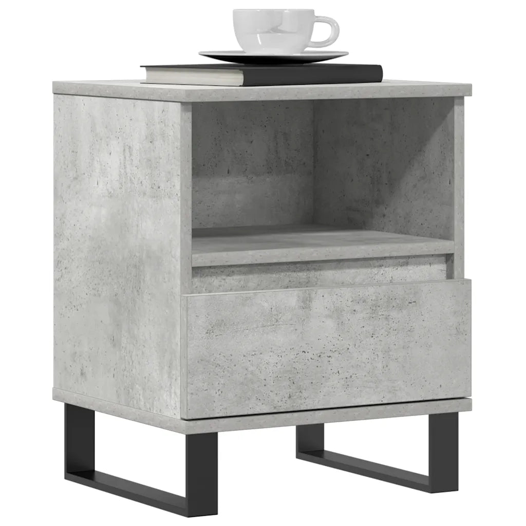 Comodino | Armadio da Notte | Mobiletto da notte Grigio Cemento 40x35x50 cm in Legno Multistrato