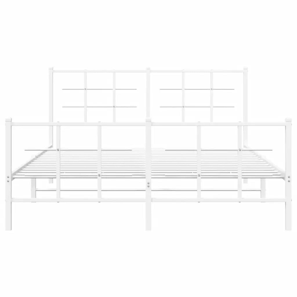 Giroletto con Testiera e Pediera Metallo Bianco 150x200 cm 355630