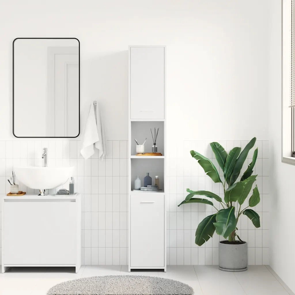 Armadio da Bagno Bianco 30x30x183,5 cm in Truciolato cod mxl 12764