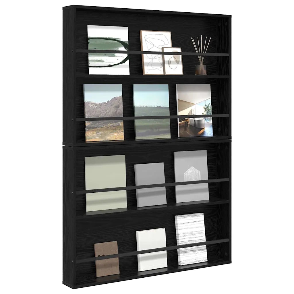 Scaffale per riviste 2 pz Rovere Nero 100 x 12 x 70 cm CFW4131122