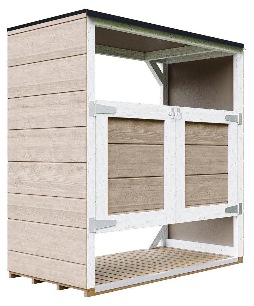 Ricovero per bidoni da giardino 2x240L TIMBELA M980A-TERRA BROWN