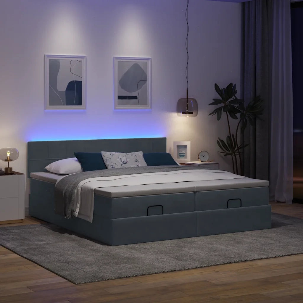 vidaXL Struttura Letto Pouf con Materassi 180x200 cm Velluto