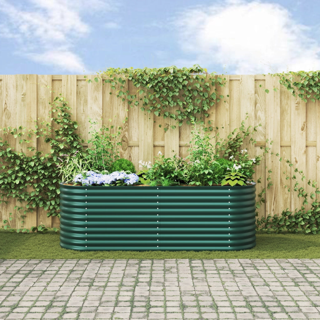Letto da Giardino Rialzato Verde 240x80x81 cm in Acciaio Zincato