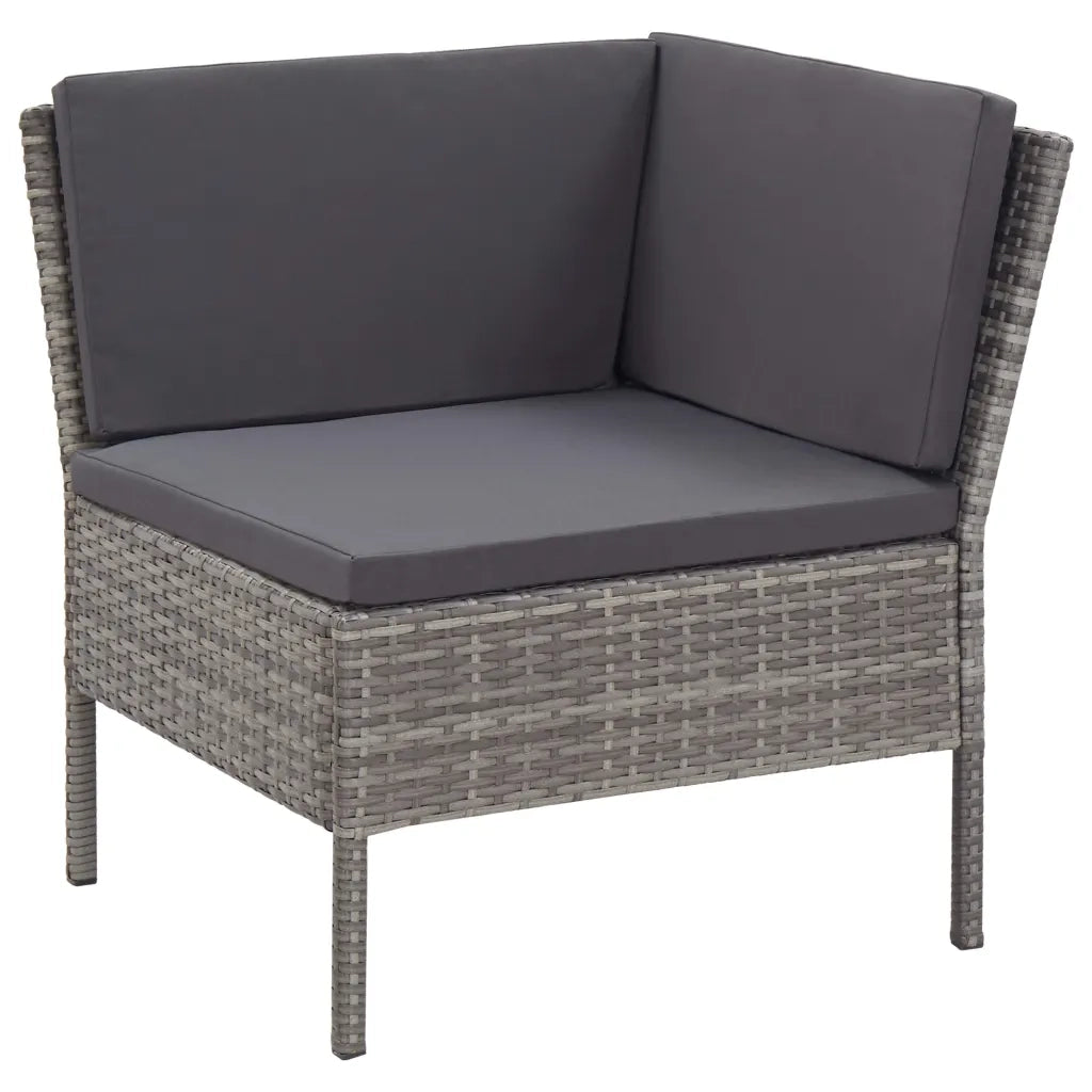 Set Divani da Giardino 6 pz con Cuscini in Polyrattan Grigio cod mxl 37983