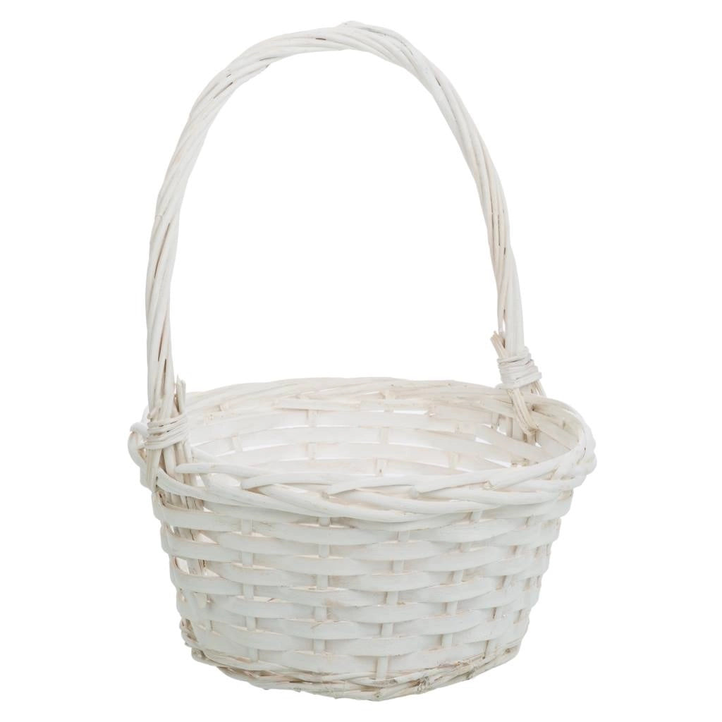 Set di 3 cestini in vimini bianchi 23x23x28-19x19x24-15x15x20h cm