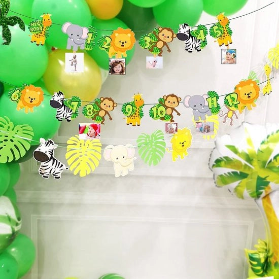 Banner Foto per Feste 2,5 Metri - Decorazione Jungle - Festa di Compleanno - Festa di Matrimonio - Festa di Laurea - 13 Accessori per Foto - Banner per Feste