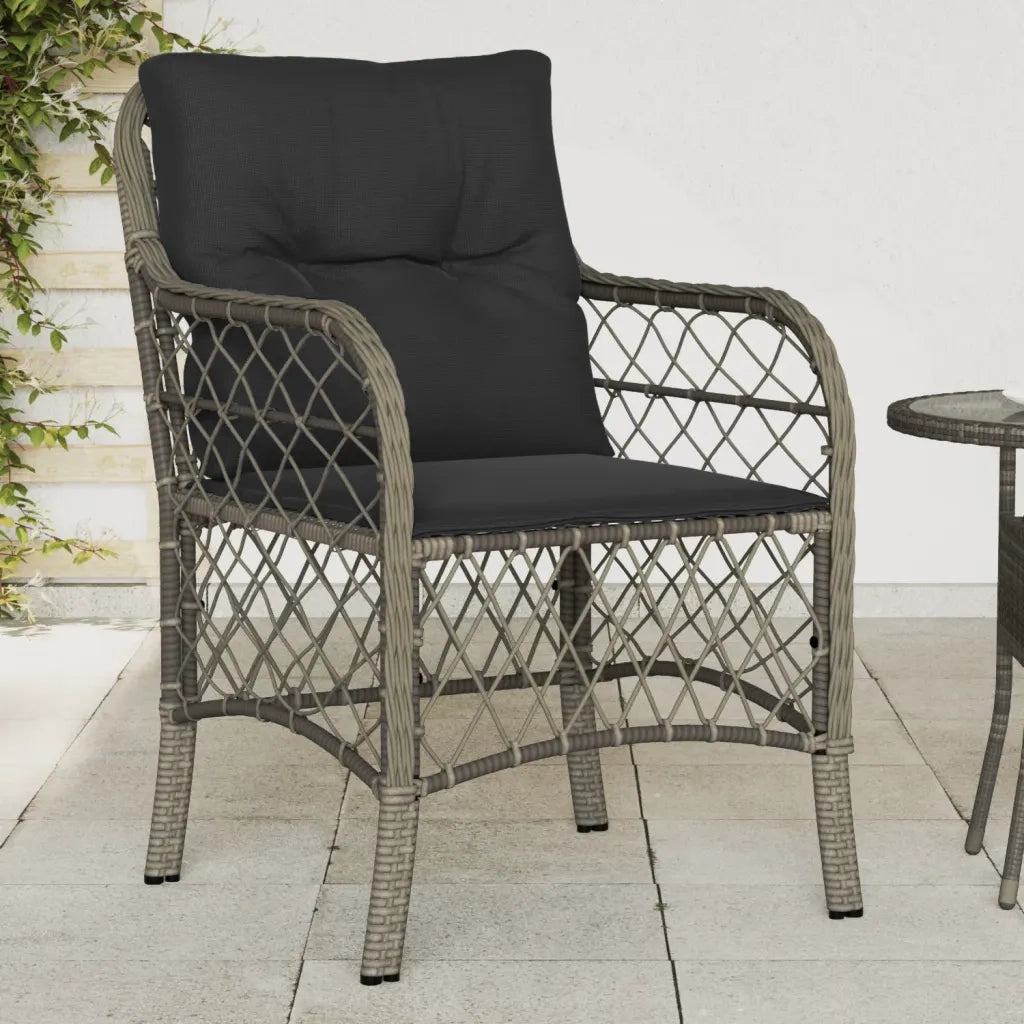 Sedie da Giardino con Cuscini 2 pz | Sedie da Esterno Grigie in Polyrattan