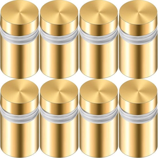 8 set di supporti di alluminio inox per affissione di cartelloni pubblicitari, materiali di fissaggio metallico per l'appendere di cornici fotografiche in acrilico - 16x50mm